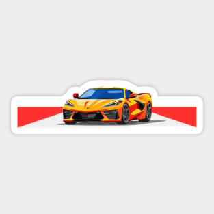 C8 Racing Orange sportscar retro design vintage style supercar Classic car vibes with an orange C8 Retro flair for C8 enthusiasts Sticker